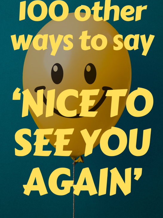 image of a siling emoji with text '100 other ways to say 'nice to see you again'