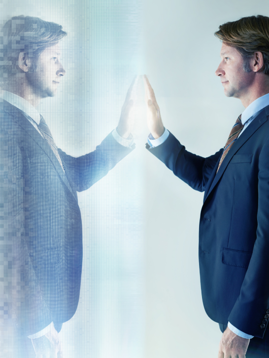 image of a man staring at his reflection