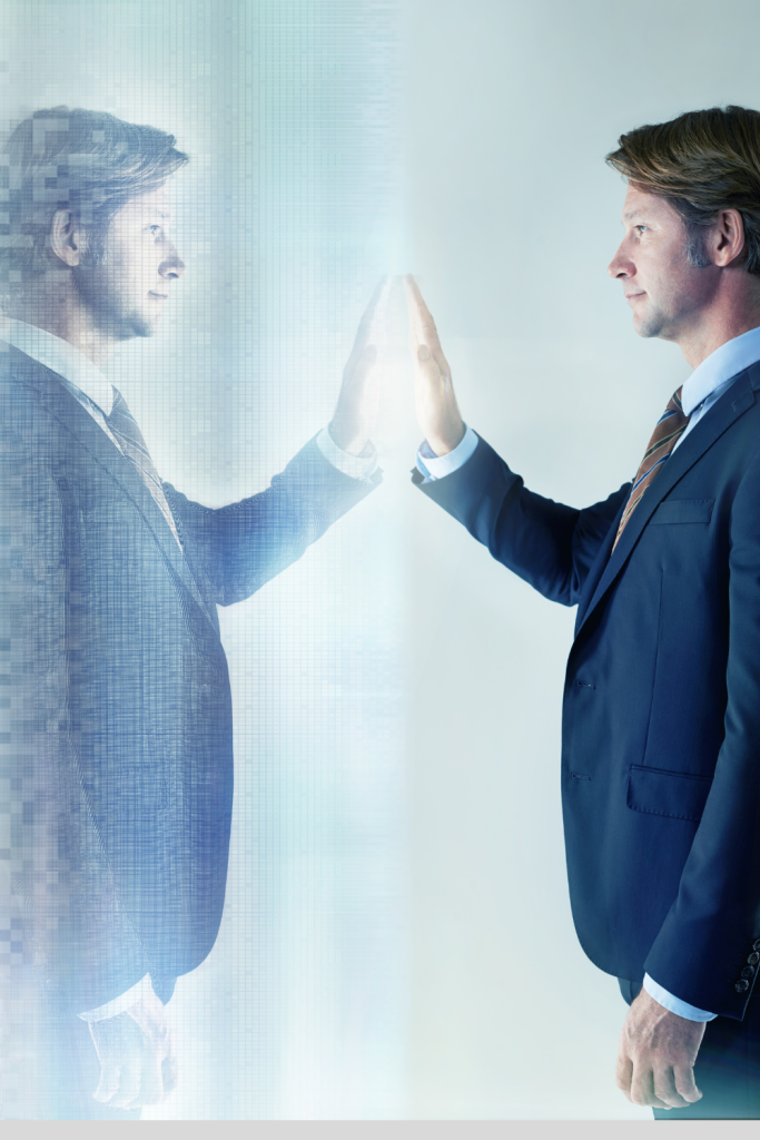 image of a man staring at his reflection